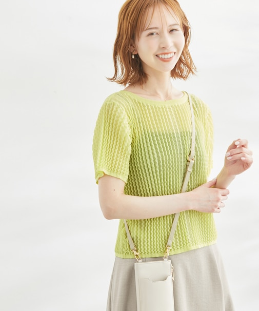 2WAY/ポコポコ編みシアープリーツカーディガン