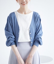 ショート丈袖ボリュームカーディガン/UVカット