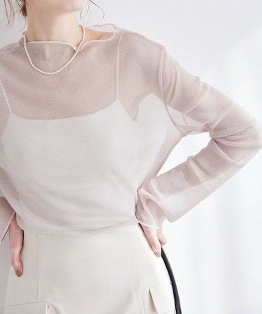 2WAY/シアーラメメロートップス