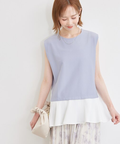 サッカージャージ異素材トップス/リンクコーデ