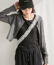 フロントジップショート丈メランジニットプルオーバー