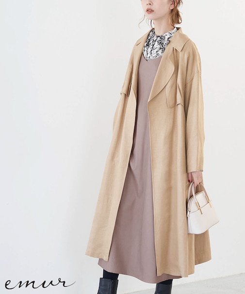 【emur】リネン混トレンチコート