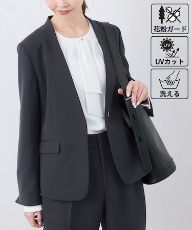 【360°ウルトラストレッチ】UVカット・花粉ガード/ノーラペルジャケット/セットアップ対応