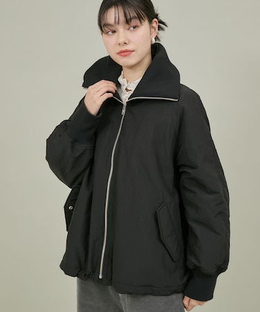撥水・花粉ガード/中わたスタンドカラーショートブルゾン