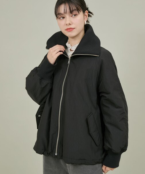 撥水・花粉ガード/中わたスタンドカラーショートブルゾン