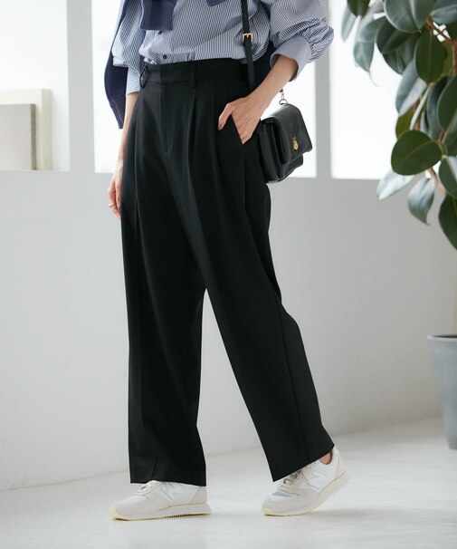 【CM着用商品】ストレッチワイドパンツ/アンチピリング・シワになりにくい・UVカット
