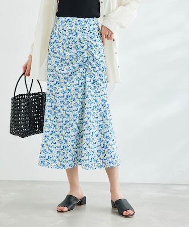 ぼかしフラワーギャザーマーメイドスカート