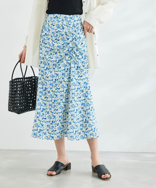 ぼかしフラワーギャザーマーメイドスカート