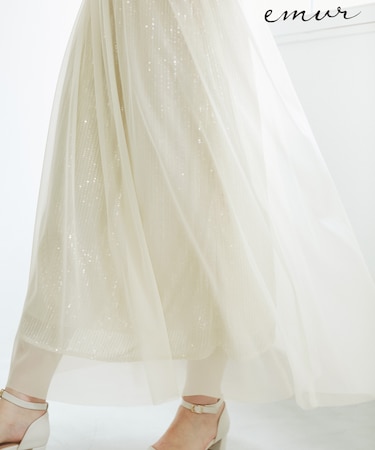 【emur/エミュール】スパンコールレイヤードスカート