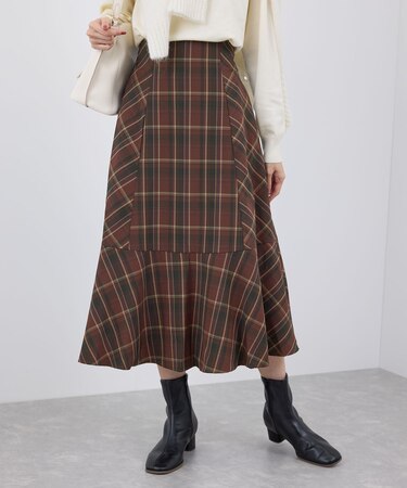 チェックセミマーメイドスカート