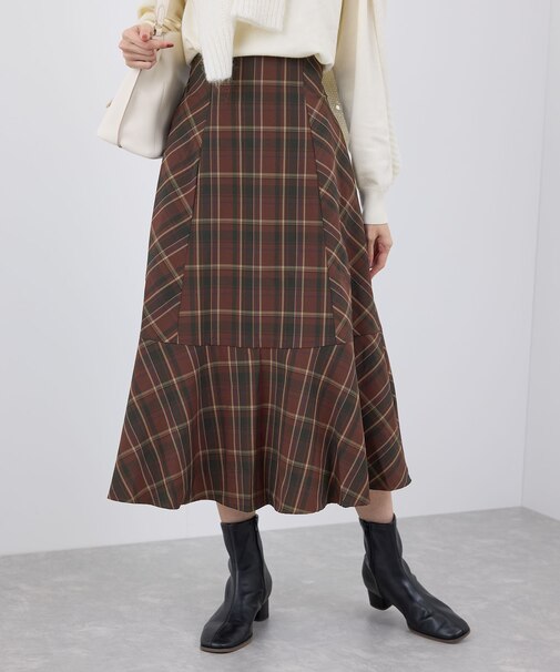 チェックセミマーメイドスカート