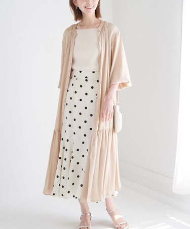 ローウエスト切替サテンシャツワンピース