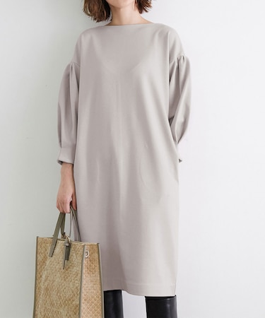 ジャージ起毛ボリュームスリーブワンピース