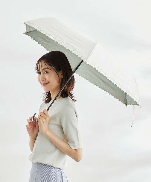 【Wpc.】晴雨兼用/遮光フレームスターススカラップ刺繍ミニパラソル