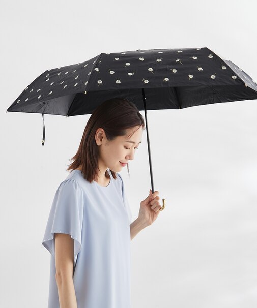 【Wpc.】晴雨兼用/遮光ゴールドラインマーガレット折りたたみパラソル