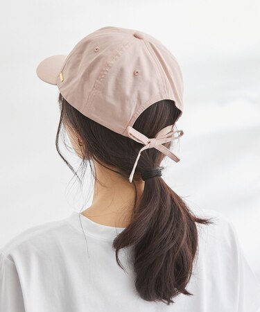 リンクコーデ/リサイクルコットンバックリボンキャップ