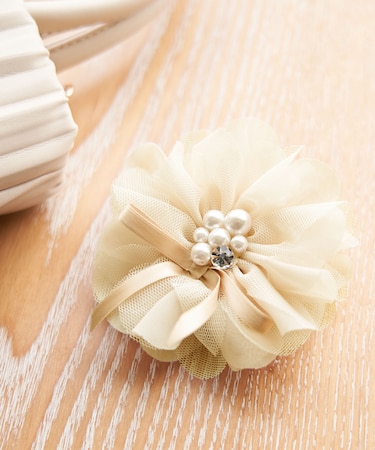 チュールMIXフラワーコサージュ