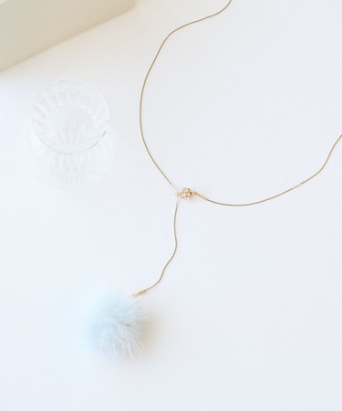 フラッフィーボール×ロンデルラリエットネックレス