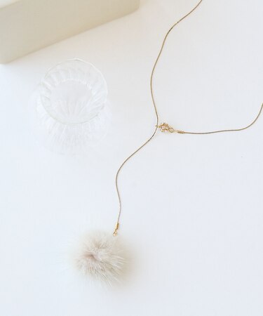 フラッフィーボール×ロンデルラリエットネックレス