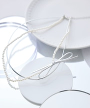 コードリボン×パール2連ショートネックレス