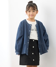 【KIDS】裾フリルデニムブルゾン