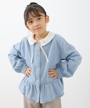 【KIDS】裾フリルデニムブルゾン