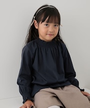 【KIDS】スタンドフリルシャーリングカットソートップス