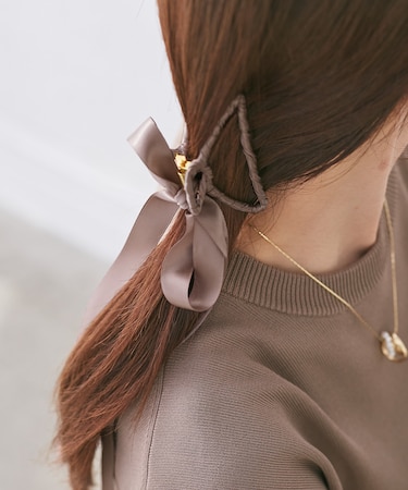 サテンリボンヘアバンスクリップ