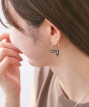 ビーズリボンフープピアス