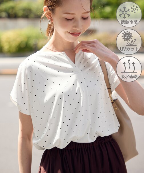 カットジョーゼットスキッパートップス