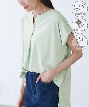 カットジョーゼットスキッパートップス