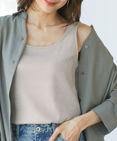 ラメテレコタンクトップ