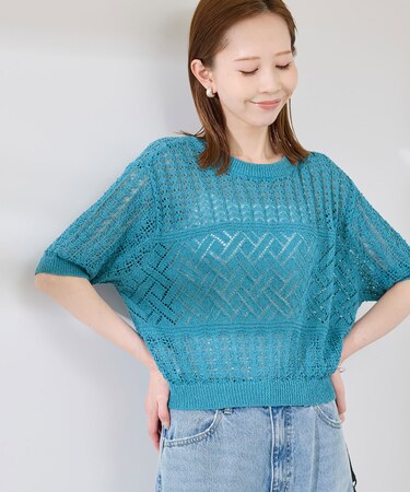 【前後2WAY】透かし編みレースカーディガン