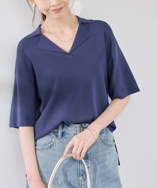 スキッパーサマーニットプルオーバー