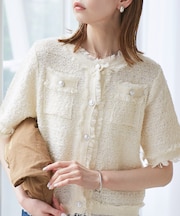 【サマー・ツイード】ハーフスリーブカーディガン