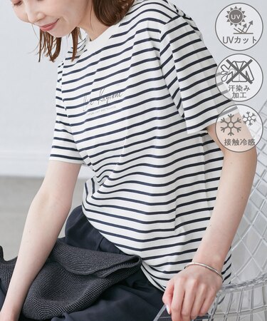 【UVカット・汗染み加工・接触冷感】手描き風ロゴプリントTシャツ