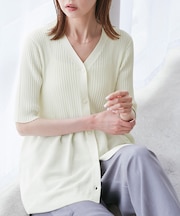 5分袖ペプラムカーディガン