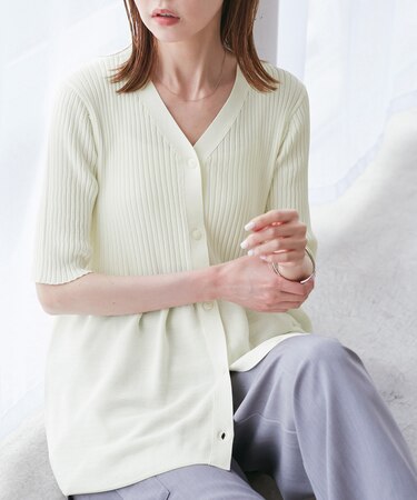 5分袖ペプラムカーディガン