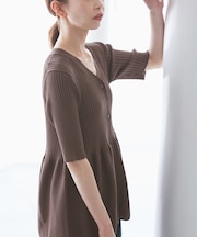 5分袖ペプラムカーディガン