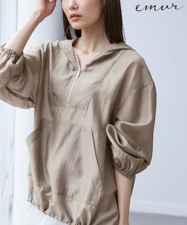 【emur/エミュール】エアリーローンアノラックパーカー
