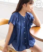 【KIDS/キッズ】コットンボイルギャザーブラウス/リンクコーデ
