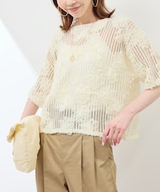 メッシュコード刺繍プルオーバー