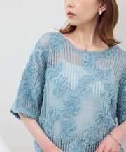 メッシュコード刺繍プルオーバー