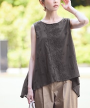 3Dレースノースリーブブラウス