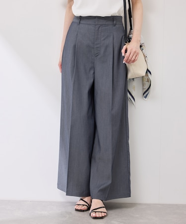 テンセルシャンブレータックワイドスラックス/通勤対応