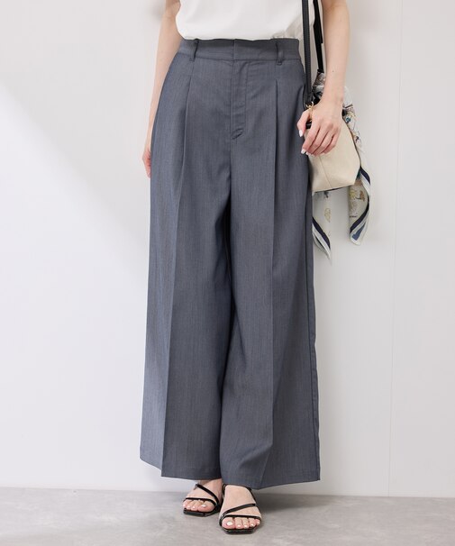 テンセルシャンブレータックワイドスラックス/通勤対応