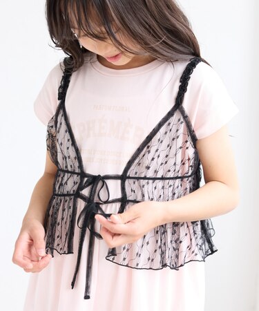 【KIDS/キッズ】フロントリボンチュールキャミビスチェ