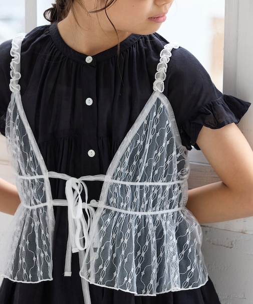 【KIDS/キッズ】フロントリボンチュールキャミビスチェ