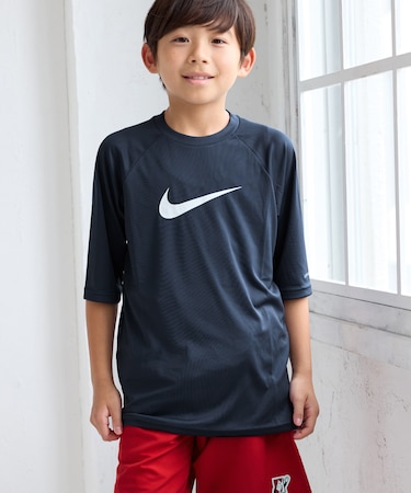 【KIDS/キッズ】【NIKE SWIM/ナイキ スイム】ソリッド半袖ハイドロガード