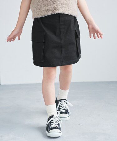 【KIDS/キッズ】インパンツ付きストレッチカーゴミニスカート